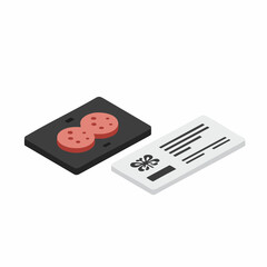 Isometric Detailed Salami on Cutting Board with Recipe Card Food Icon