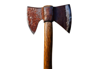 Rusty Old Axe isolated on transparent or white background