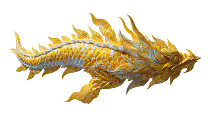 Obraz premium Golden Dragon: A majestic golden dragon, with intricate details and a powerful presence, floats gracefully.