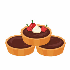 Cute Flat Illustration Stack of Chocolate Tart Pastry Dessert Food