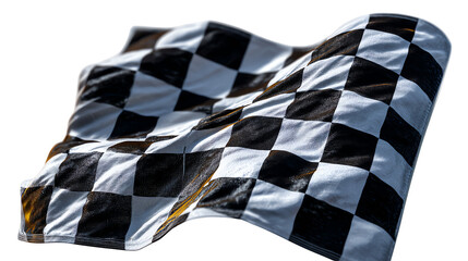 Checkered Flag of Triumph: A vibrant checkered flag waves in the wind, a symbol of victory, and the culmination of competition. the dynamic motion emphasizes speed, ambition, and winning spirit.