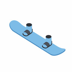 Isometric Detailed Snowboard with Bindings Winter Sport Equipment Illustration