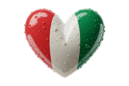 Heart shape with Nigerian flag and water droplets, symbol of love