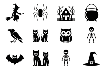 Spooky Halloween icons for festive decorations and crafts