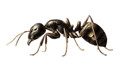 Detailed Ant Portrait: A detailed illustration of an ant, showcasing its intricate anatomy and form. The focus is on the ant, highlighting its features and structure.