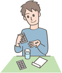 薬を飲む人