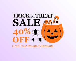 Naklejka premium halloween trick or treat spooky sale offer
