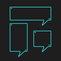 callout or speak and talk bubble glowing cyan neon style for quote box message or comment template