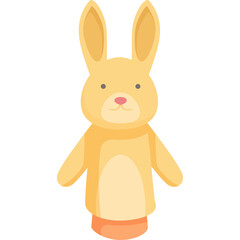 Adorable Yellow Bunny Puppet Toy With Long Ears And Pink Nose Against White Background Simple Flat Design