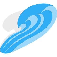Abstract Blue Wave Symbol On Transparent Background Representing Ocean Water Motion And Energy