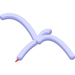 Abstract light blue stylized bird in flight with red beak and clean white background