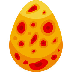 Abstract Orange Egg Shape with Red Spots and Textured Surface on a Transparent Background