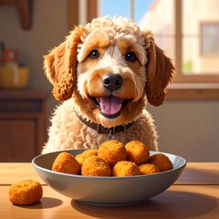 Happy dog with crispy treats