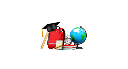 Back to School Still Life Featuring Graduation Cap and Supplies