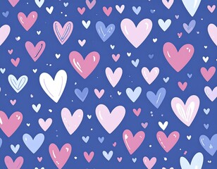 Hearts pattern on a dark blue background