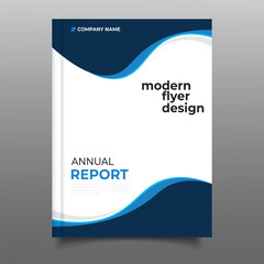 Business blue gradient annual report cover template flyer wavy design decoration