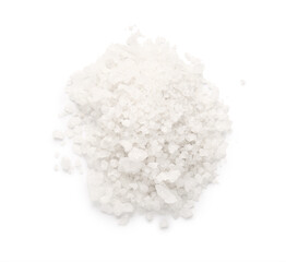 Heap of sea salt isolated on white background