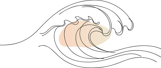 Abstract wave art with pastel shapes ocean water