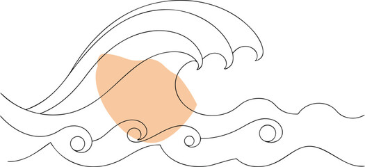 Abstract wave with peach shape water ocean