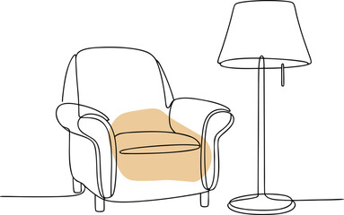 Armchair and floor lamp minimalist illustration interior
