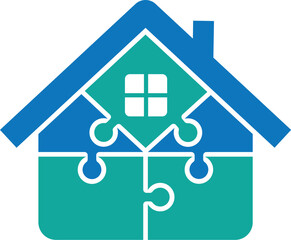Puzzle House Real Estate Connection Icon Template Modern Vector Logo Design