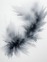 Fototapeta premium Abstract gray burst with splashes, a dynamic, explosive watercolor on white
