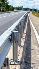 Highway guardrail on a sunny day