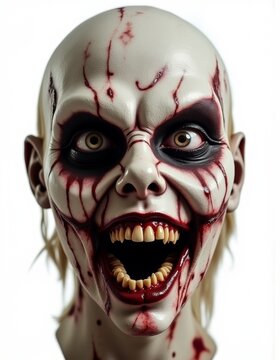 Creepy zombie head halloween mask isolated on white background scary undead costume prop halloween costumes holiday party horror design custom scary