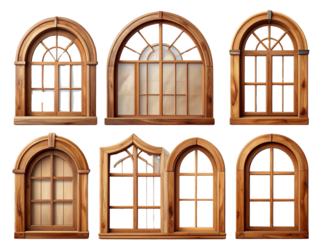 Collage of Rustic Wooden Window Frames in Multiple Shapes