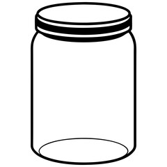 Outline drawing of a canning jar object on transparent background silhouette