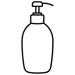 Outline drawing of a soap dispenser bottle on transparent background silhouette