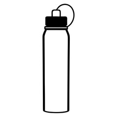 Simple black and white water bottle image on transparent background silhouette