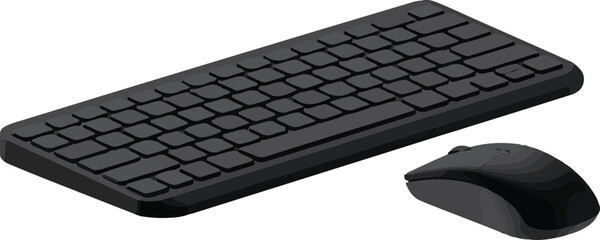 Wireless Keyboard and Mouse Multi-Angle Icon Set – Minimal Tech Accessory Outline
