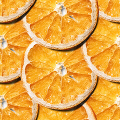 Seamless pattern of dried orange slices
