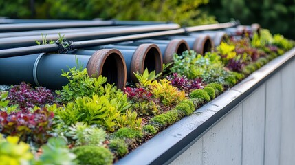 A green roof with a variety of plants growing on it