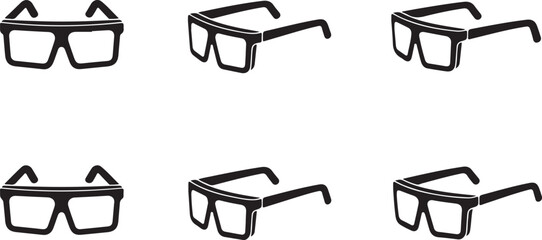 AR Smart Glasses Multi-Angle Icon Set – Minimal Wearable Technology Outline
