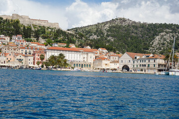panoramic view of the ancient town of Hvar on the Adriatic coast of Croatia