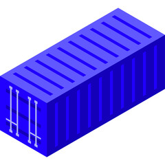 Blue Shipping Container Icon in Isometric View Isolated on Transparent Background Represents Transport Logistics Cargo and Freight Industry