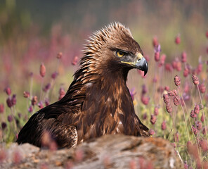 majestic golden eagle in spain in the mountain