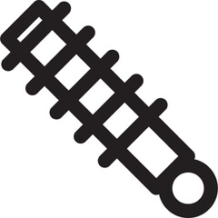 Black outline of a single spring shock absorber on a transparent background simple graphic symbol