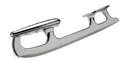 Closeup of a shiny silver ice skate blade isolated on transparent background, perfect for winter sports enthusiasts and figure skating aficionados