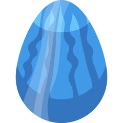 Blue Dragon Egg Icon With Vertical Stripes And Jagged Edges On Transparent Background