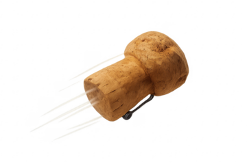 Champagne cork flying quickly, celebrating festive explosion