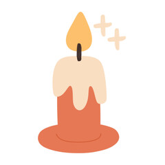 Cute Candle Illustration in Flat Pastel Style for Cozy Home Decor