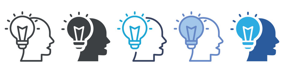 Thinking icon set multiple style collection