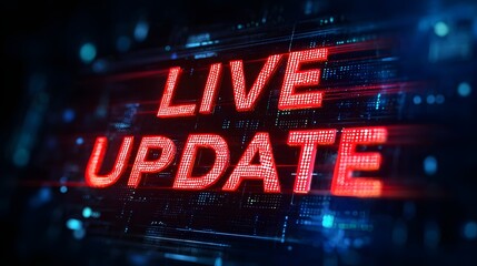 Bright red text announces "LIVE UPDATE" on a dark digital background.