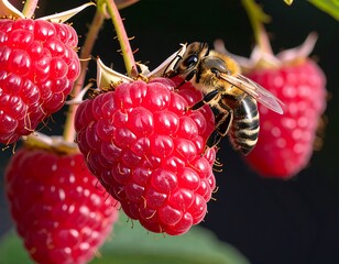 Honeybee on a raspberry (1)