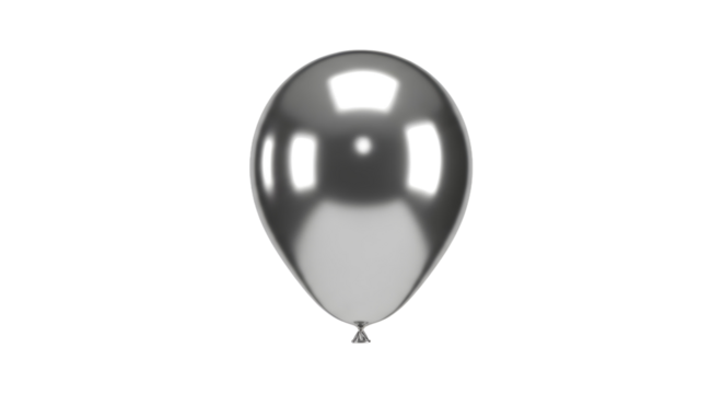 Realistic Silver Balloon Event, Metallic Object, Studio, Transparent, Close-Up, Number 0 Concept