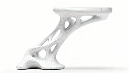 Generative Design Optimization - Abstract 3D Render of Complex Organic Structure with Blue Wireframe for Advanced Engineering and Digital Manufacturing