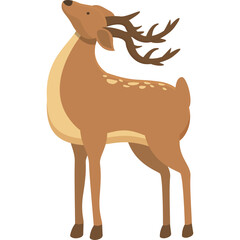 Brown Deer With Antlers Standing In A Field Looking Up With A White Background In Daylight